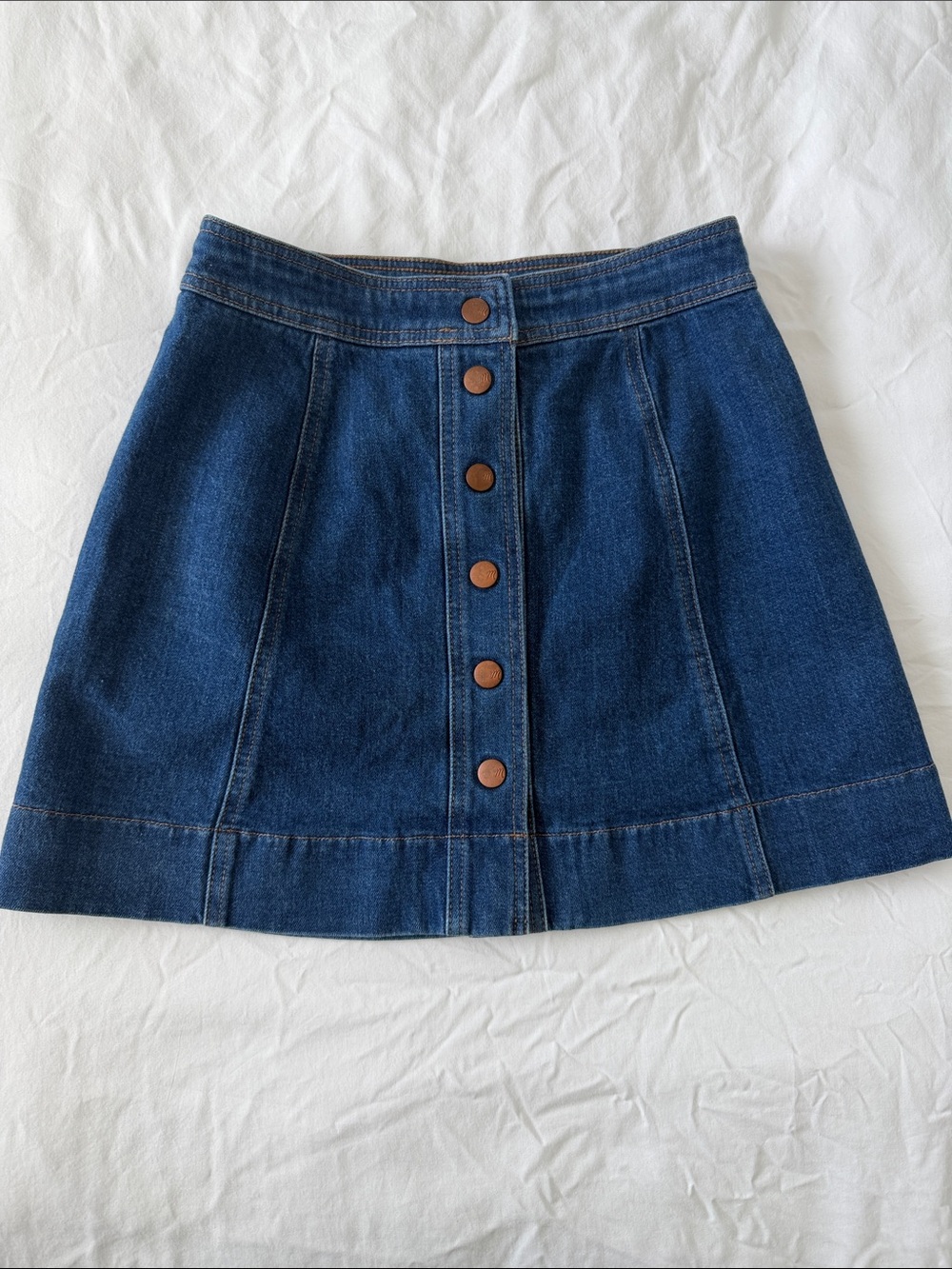 Madewell Button-Front Denim Mini A-Line Skirt - Picture 1 of 5